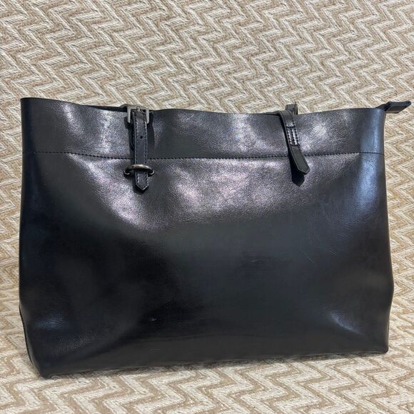 Kattee Handbags - Kattee Black Leather Shoulder Tote Bag Purse Zip Top
